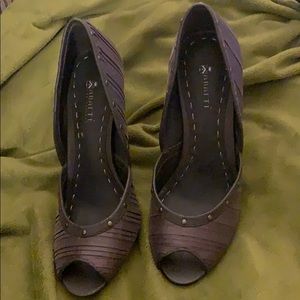 Grey Heels satin material